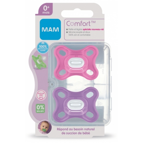 mam-comfort-2-sucettes-en-silicone-0-mois-et-boite-de-sterilisation