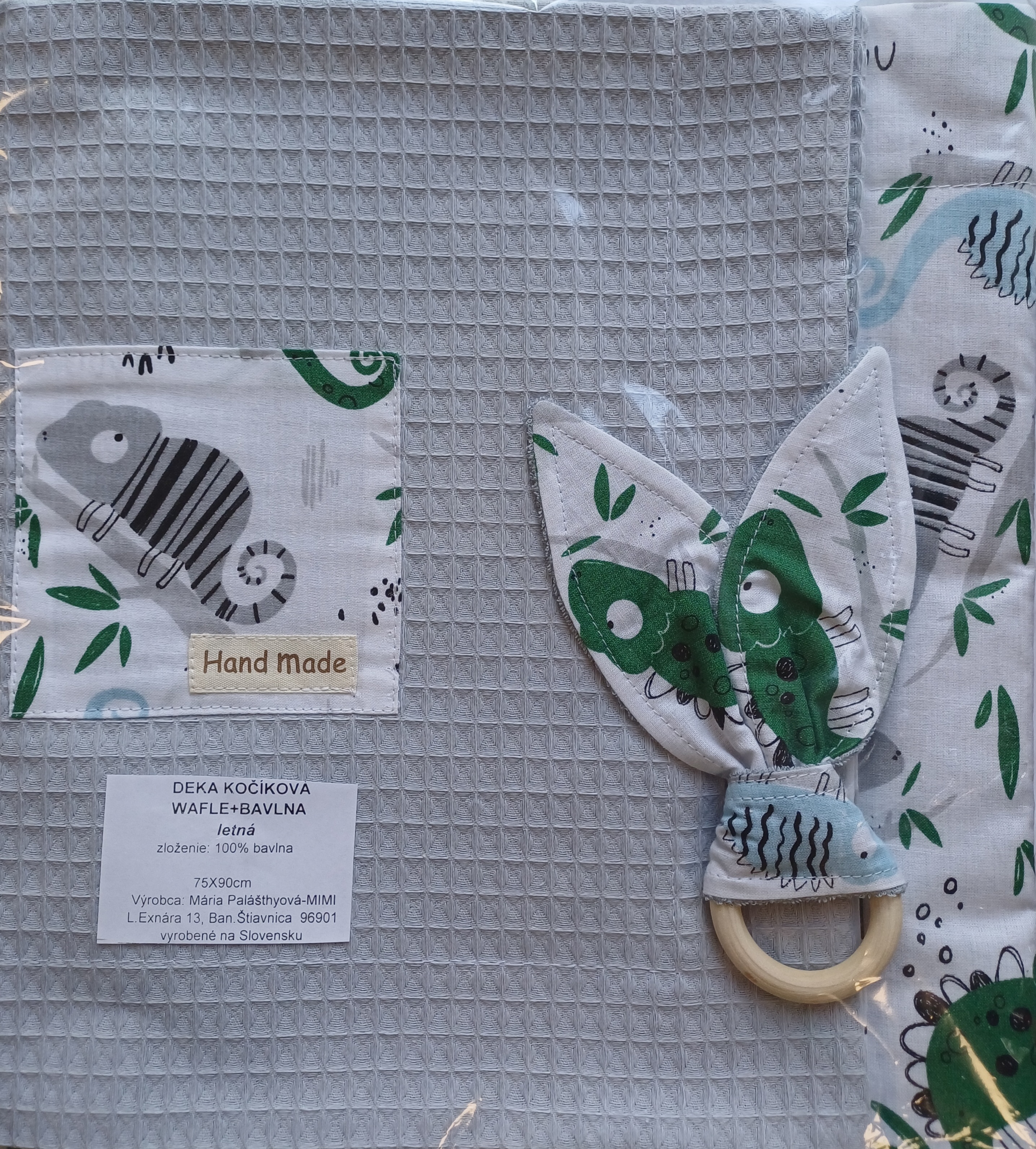 Deka s hryzátkom handmade letná - sivá