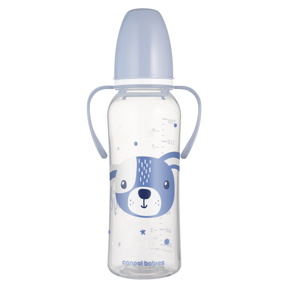 Canpol babies Fľaša úzkohrdlá s úchytmi CUTE ANIMALS 250ml psík