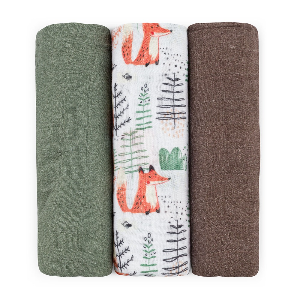 PETITE & MARS Sada plienok bambusová mušelínová 3ks Moussy Forest Fox 68 x 68 cm
