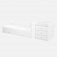 Félix MAXI 5-zásuvková kombi postieľka s prebaľovacím pultom biela 