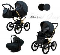 Raf-pol retro kočík Margaret Gold ALU Black Grey