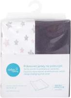 Ceba Baby Poťah na prebaľovaciu podložku 50x70-80cm Light grey + Pink Stars 2ks