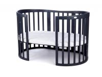 Detská rastúca postieľka 9v1 oval tmavosivá + Set