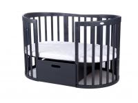 Detská rastúca postieľka 9v1 oval tmavosivá + Set