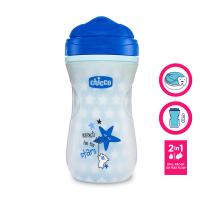 CHICCO Hrnček Shiny termo floureskujúci s tvrdým náustkom 266 ml modrý 14m+