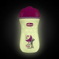 CHICCO Hrnček Shiny termo floureskujúci s tvrdým náustkom 266 ml modrý 14m+