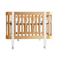 Detská antirefluxná rastúca postieľka Nika Duo – prírodné drevo s bielymi nožičkami