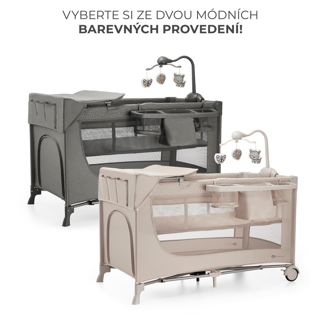 KINDERKRAFT Postieľka cestovná Joy 2 s doplnkami