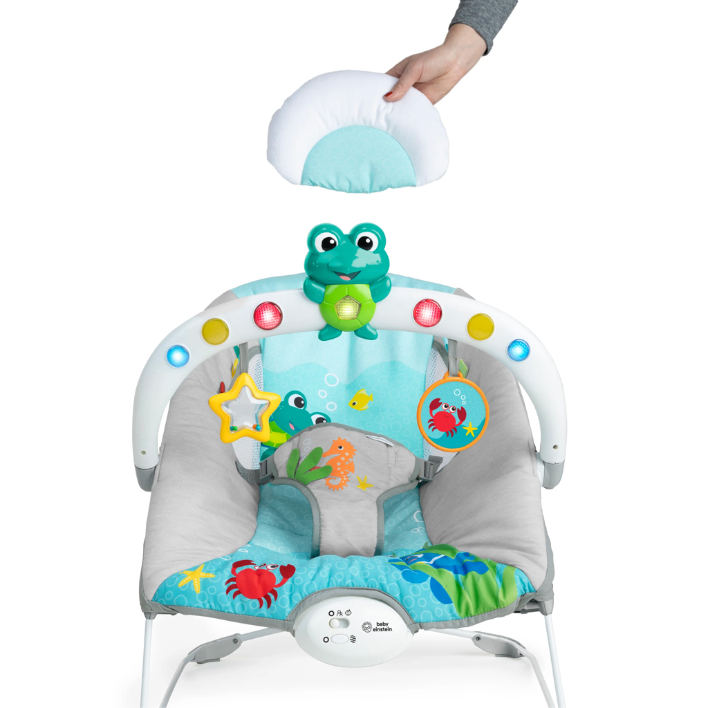 BABY EINSTEIN Lehátko hudobné vibračné so svetielkami Kick to It Neptune do 9 kg