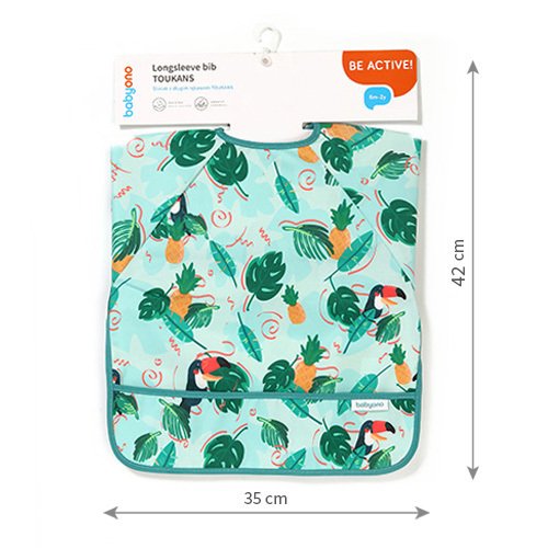 BABYONO Podbradník s dlhým rukávom Toukans, 74 x 36cm, 6m+