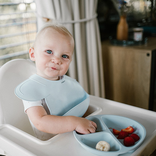 BABYONO Podbradník silikónový - Blue