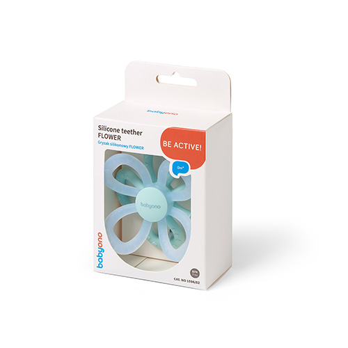 BABYONO Hryzačka silikónová Flower - modrá