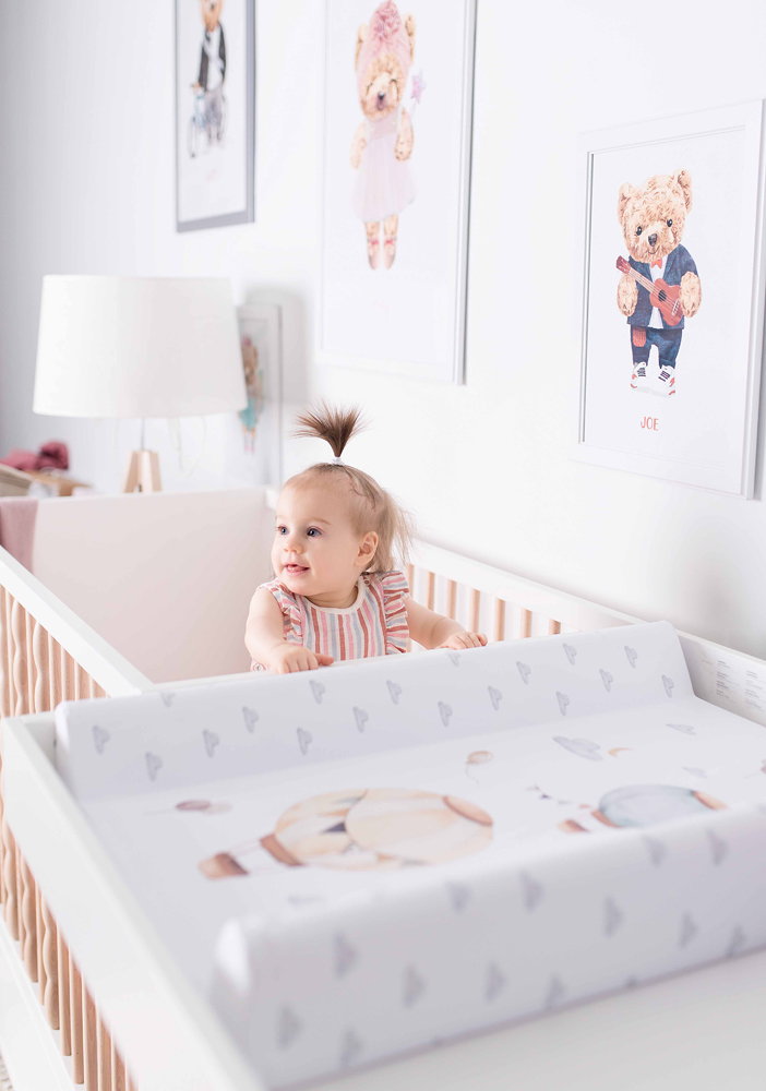 CEBA BABY Podložka prebaľovacia 2-hranná s pevnou doskou (50x70) Basic Balloons