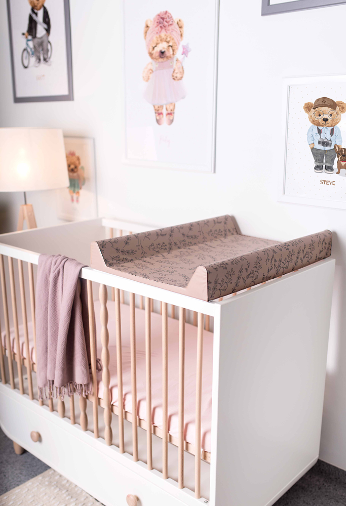 CEBA BABY Podložka prebaľovacia 2-hranná s pevnou doskou (50x70) Basic Flowers