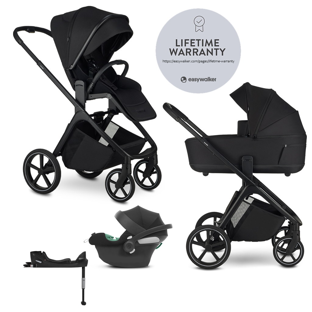 EASYWALKER Kočík kombinovaný Zoey Pure Black + CYBEX Aton B2 i-Size + základňa