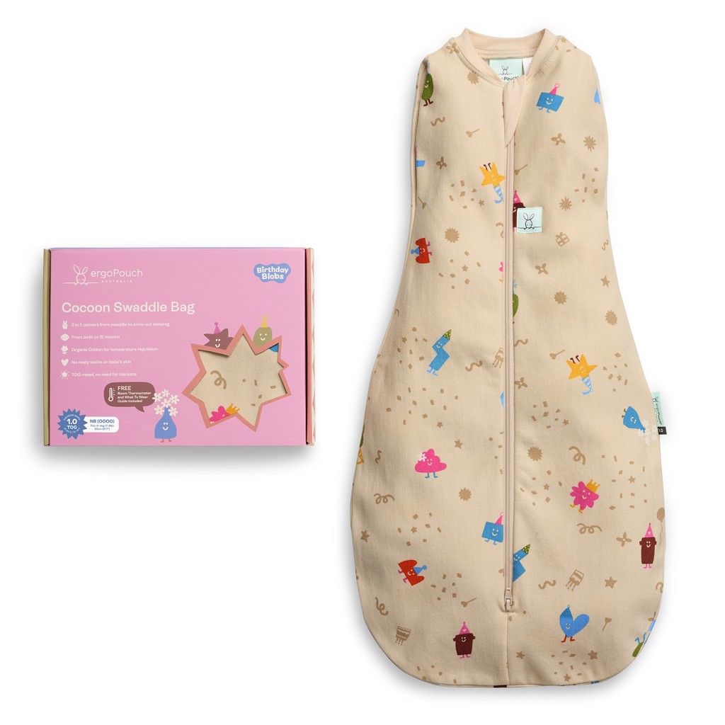 ERGOPOUCH Zavinovačka a vak na spanie 2v1 Cocoon Birthday Blobs 3-6 m, 6-8 kg, 1 tog