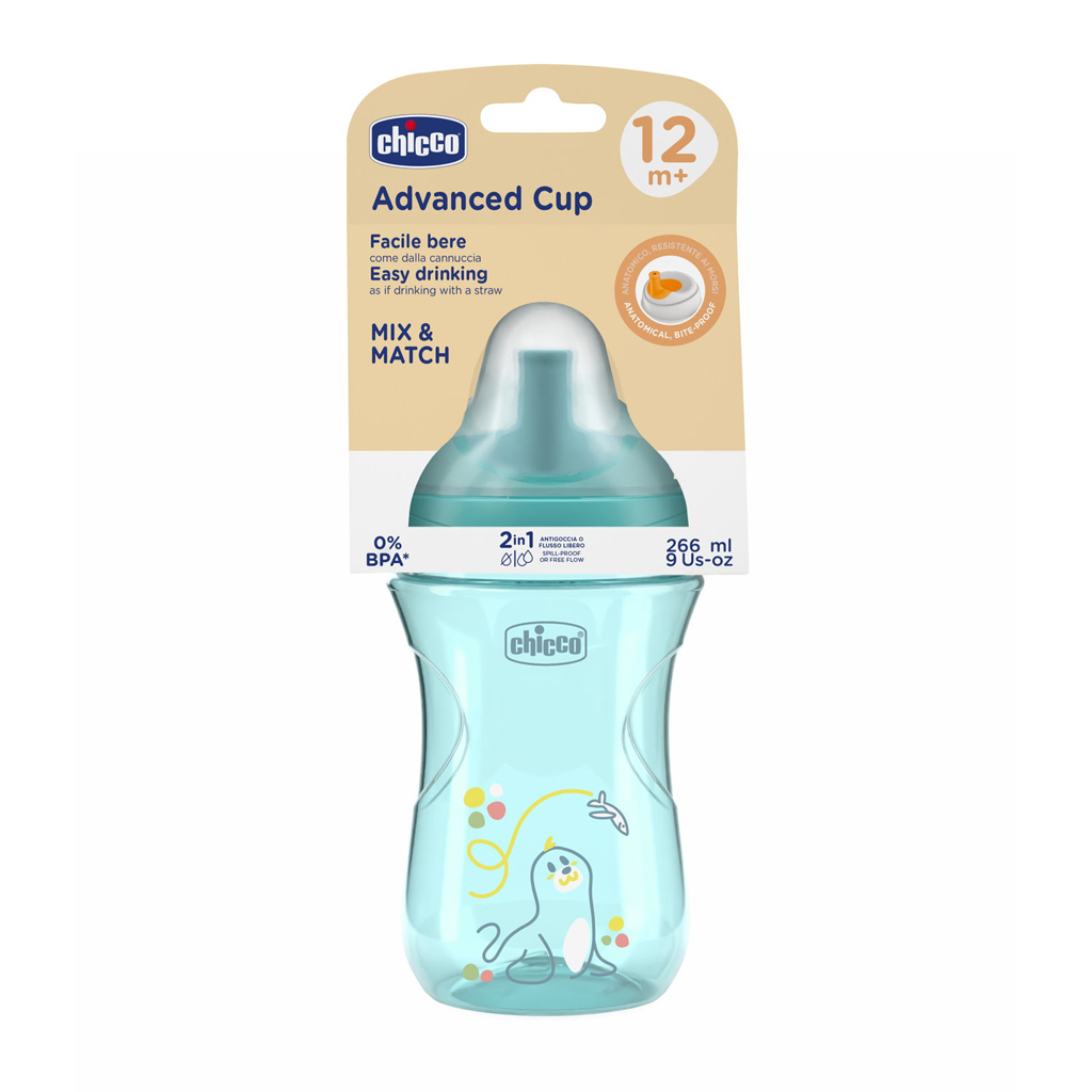 CHICCO Hrnček Advanced so slamkovým náustkom teal, 12m+