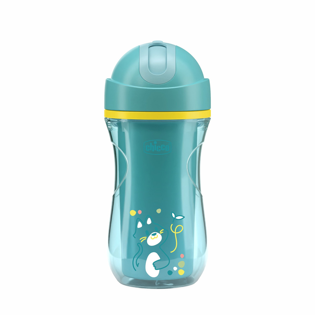 CHICCO Hrnček Sport so slamkou teal, 14m+