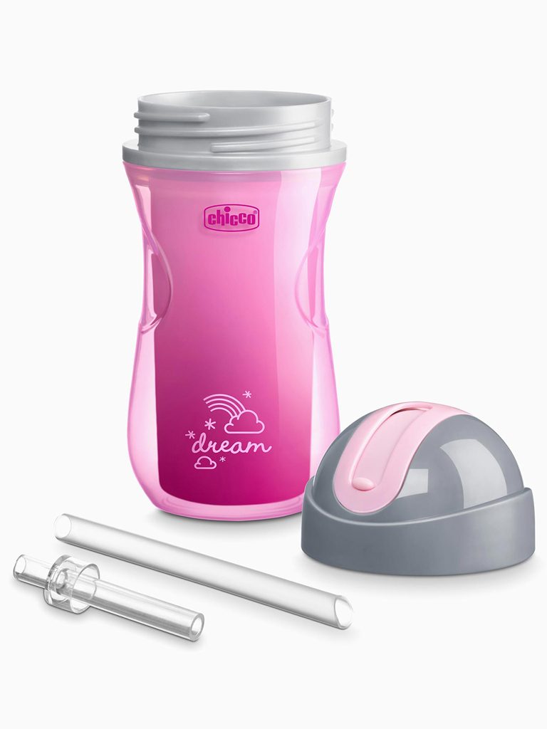 CHICCO Hrnček Sport termo so slamkou 266 ml ružový 14m+