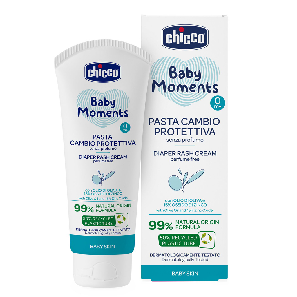 CHICCO Krém na detský zadoček Baby Moments bez parfému s 99% prírodných zložiek 100ml, 0m+