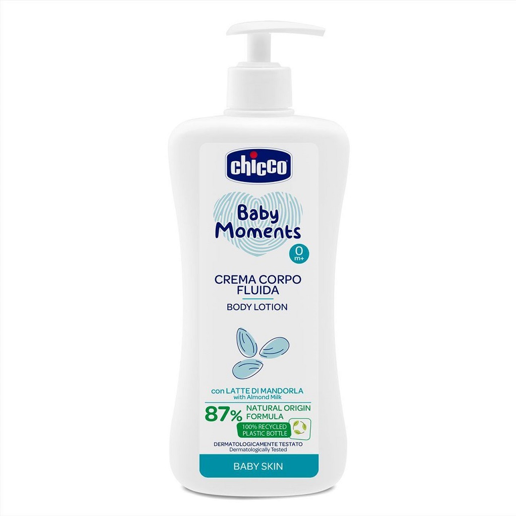 CHICCO Mlieko telové s dávkovačom Baby Moments 87 % prírodných zložiek 500 ml