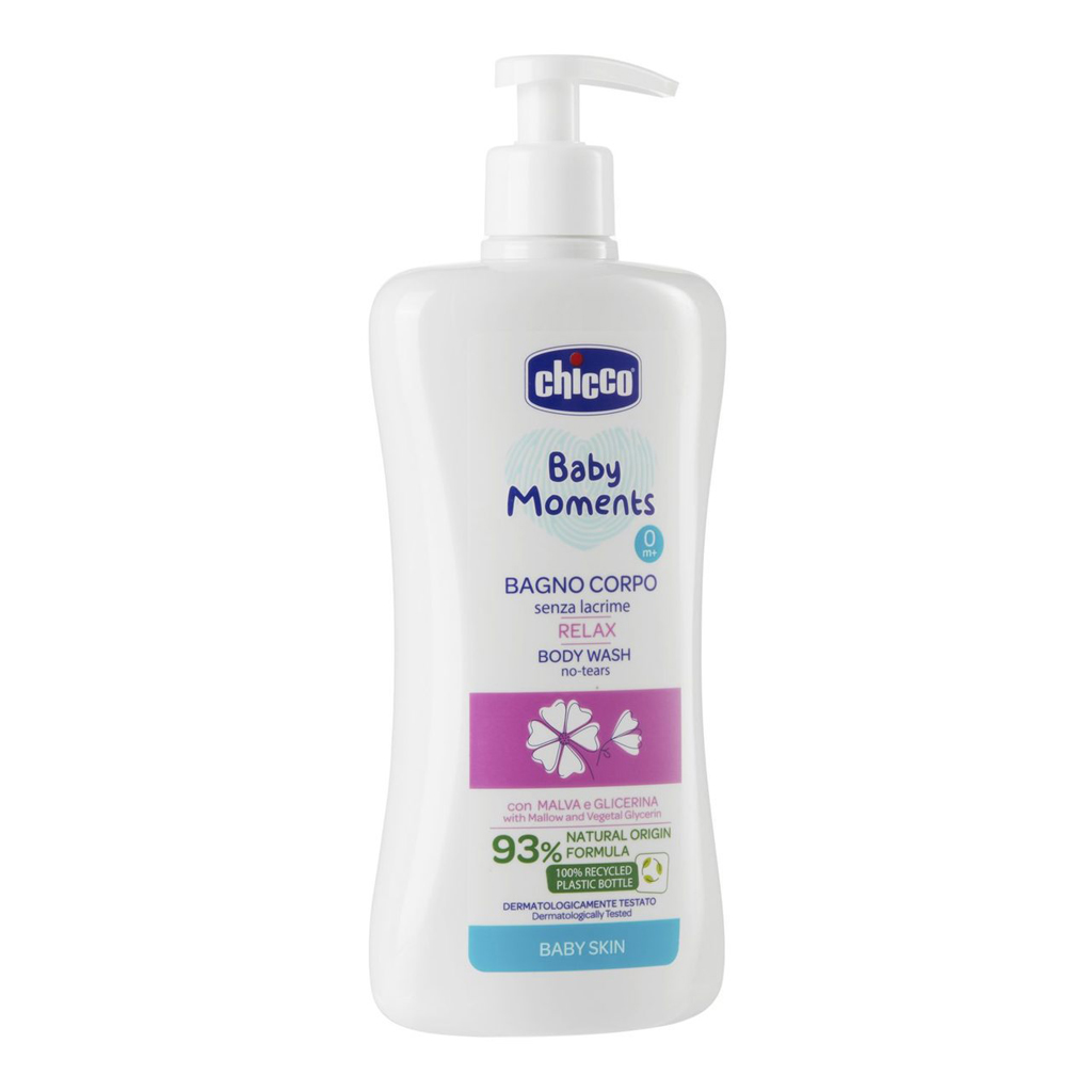 CHICCO Šampón na telo s dávkovačom Baby Moments Relax 93% prírodných zložiek 500 ml