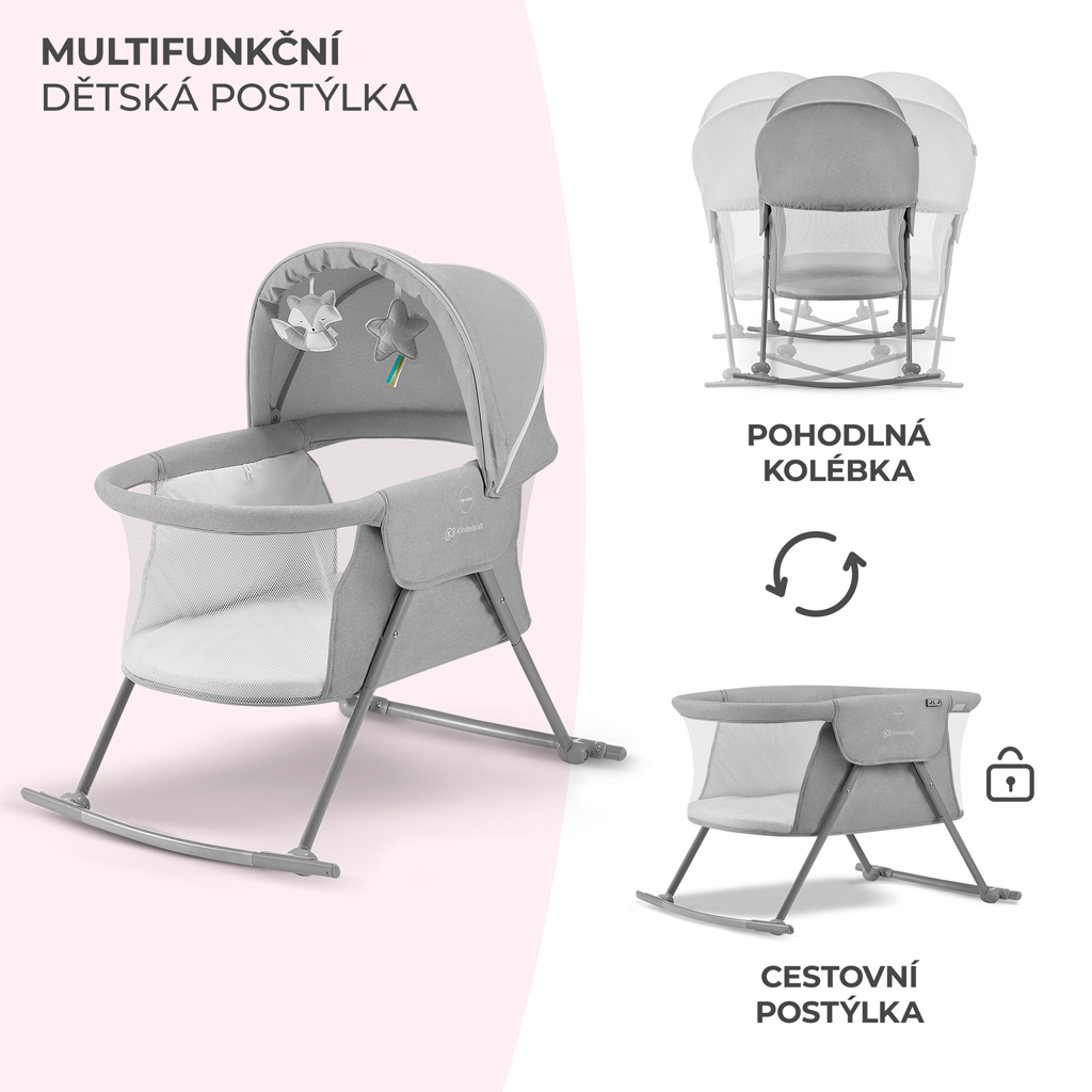 KINDERKRAFT Postieľka detská 3v1 Lovi Gray