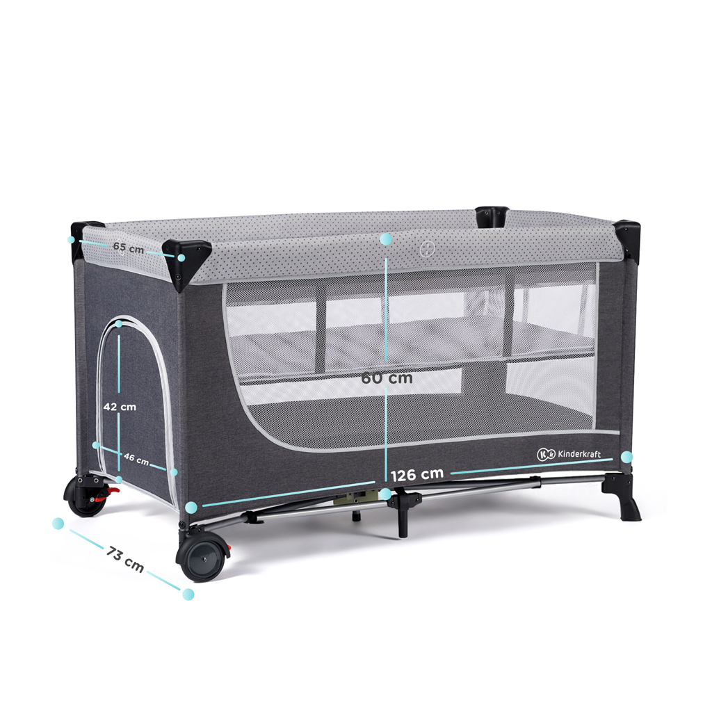 KINDERKRAFT SELECT Postieľka cestovná Leody Grey, Premium