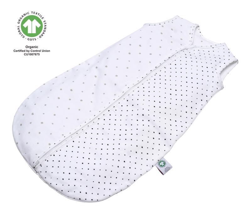 MOTHERHOOD Vak na spanie mušelínový BIO Grey and Black Dots 6-18 m 0,5 tog