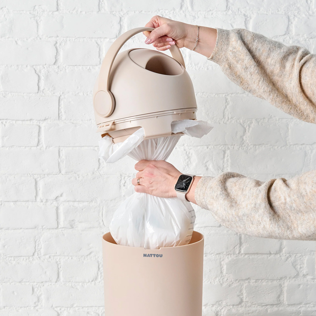 NATTOU Kôš na plienky Dropy Taupe 27 cm, 20l