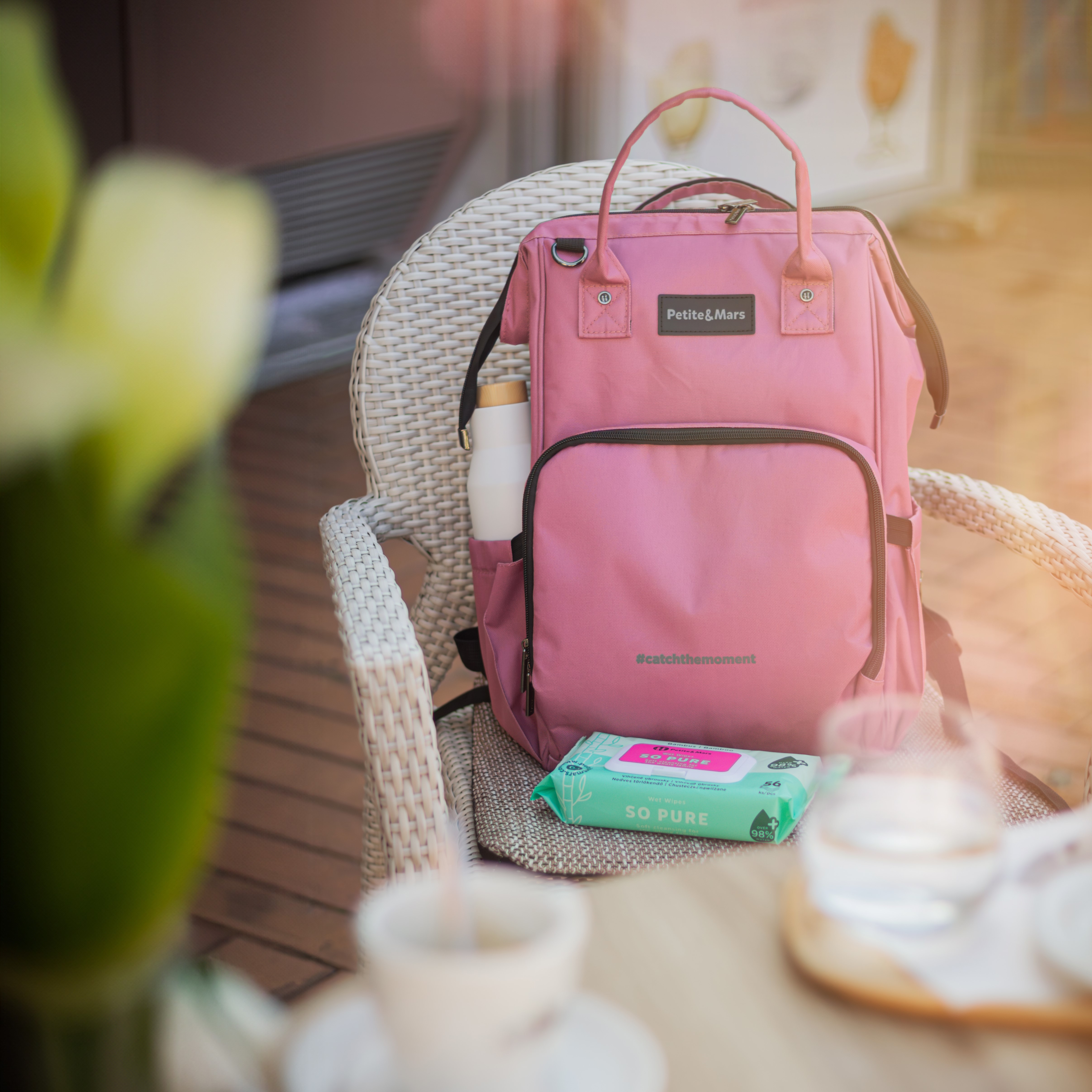 PETITE&amp;MARS Batoh prebaľovací na kočík Jack - séria Catchthemoment Dusty Rose