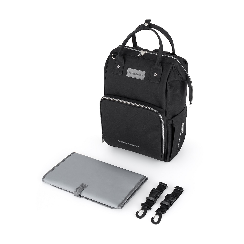 PETITE&amp;MARS Batoh prebaľovací na kočík JACK - séria Catchthemoment Just Black