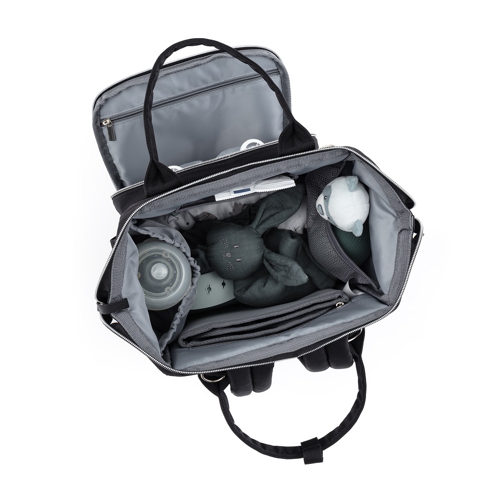 PETITE&amp;MARS Batoh prebaľovací na kočík JACK - séria Catchthemoment Just Black