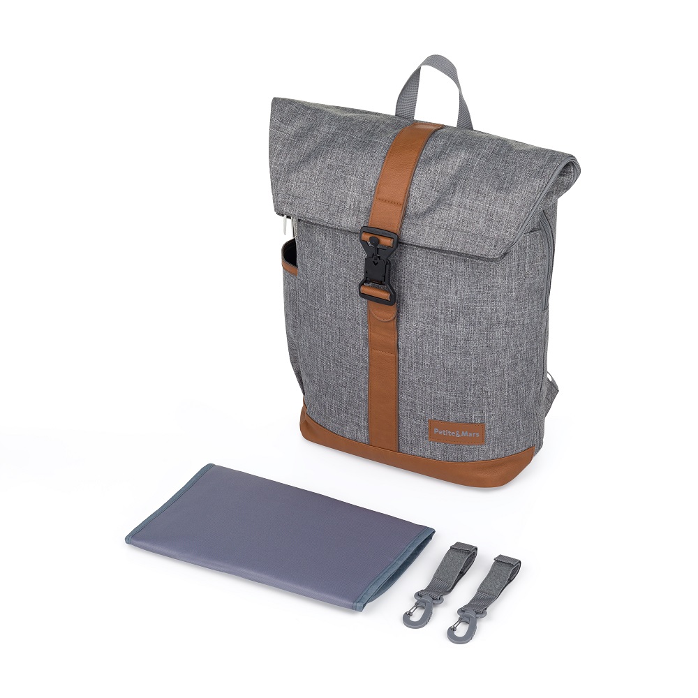 PETITE&amp;MARS Batoh prebaľovací na kočík Jackob Ultimate Grey