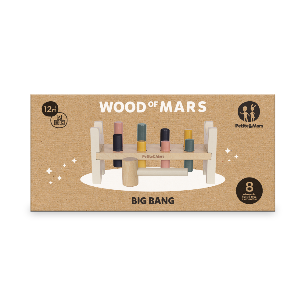 PETITE&amp;MARS Hračka drevená Big Bang Wood of Mars 12m+ Aurora Pink