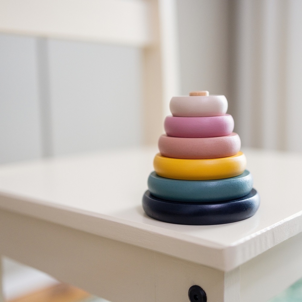 PETITE&amp;MARS Hračka drevená skladacia Orbit Wood of Mars 36m+ Aurora Pink