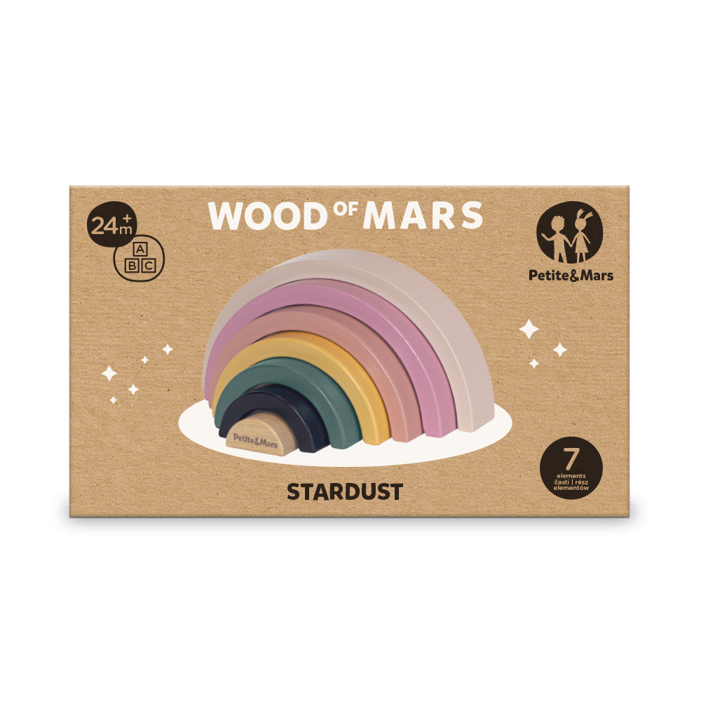 PETITE&amp;MARS Hračka drevená skladacia Stardust Wood of Mars 24m+ Aurora Pink