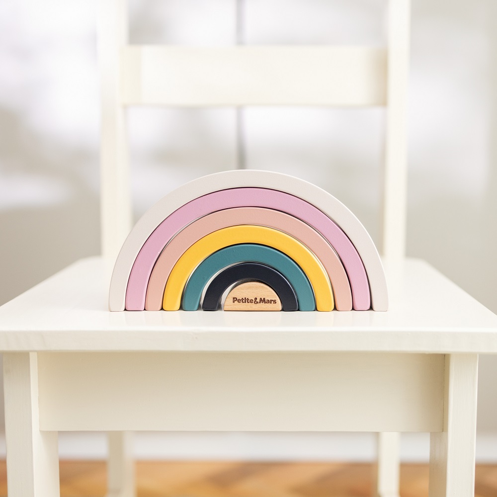 PETITE&amp;MARS Hračka drevená skladacia Stardust Wood of Mars 24m+ Aurora Pink