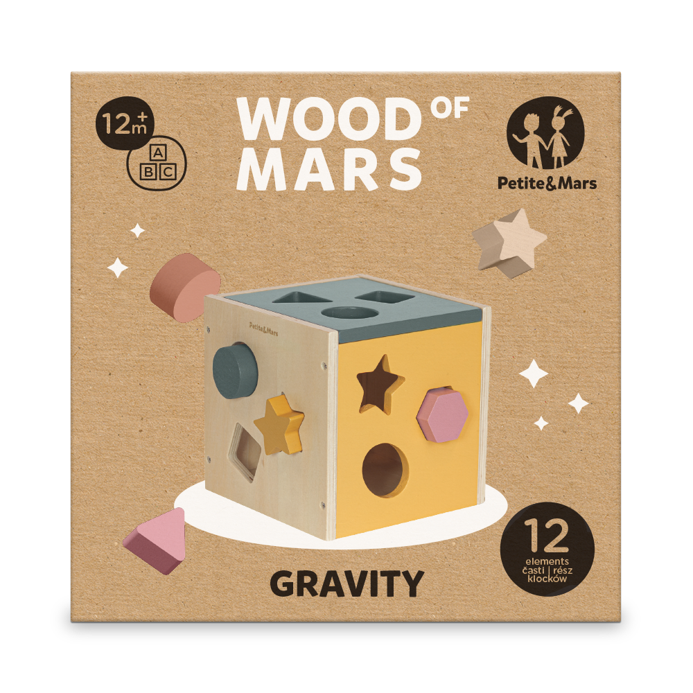 PETITE&amp;MARS Hračka drevená triediaca Gravity Wood of Mars 12m+ Aurora Pink