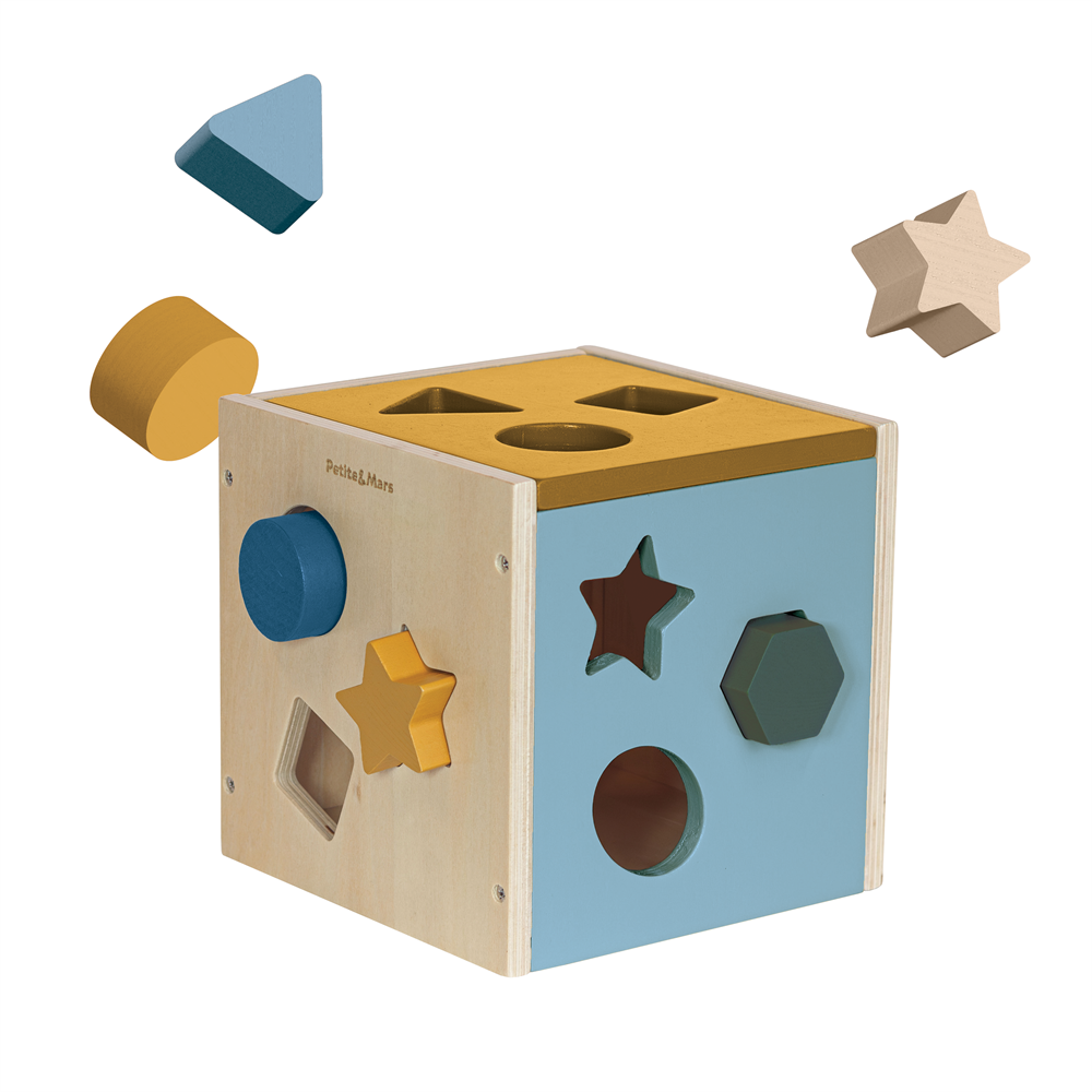PETITE&amp;MARS Hračka drevená triediaca Gravity Wood of Mars 12m+ Cosmic Blue