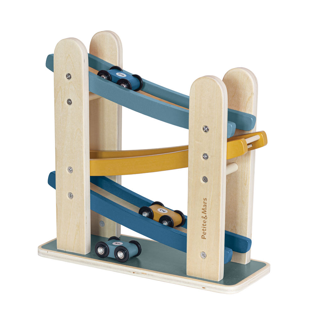 PETITE&amp;MARS Hračka drevená pretekárska dráha Milky Way Wood of Mars 18m+ Cosmic Blue