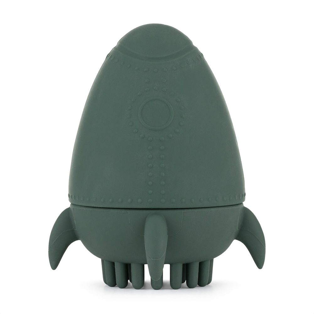 PETITE&amp;MARS Hračka silikónová do vody s kefkou Splashy Rocket Misty Green 6m+