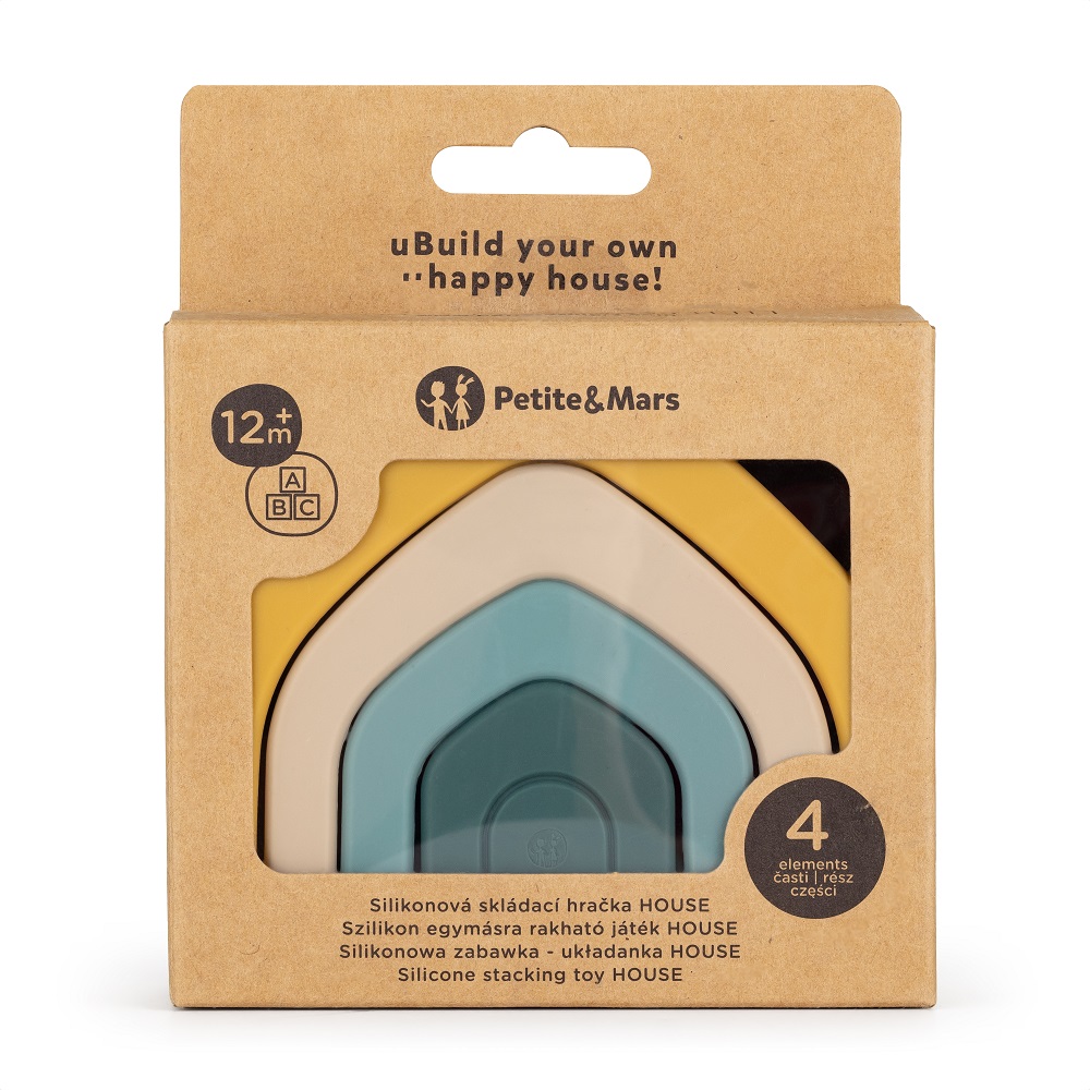 PETITE&amp;MARS Hračka silikónová skladacia House Intense Ochre 12m+