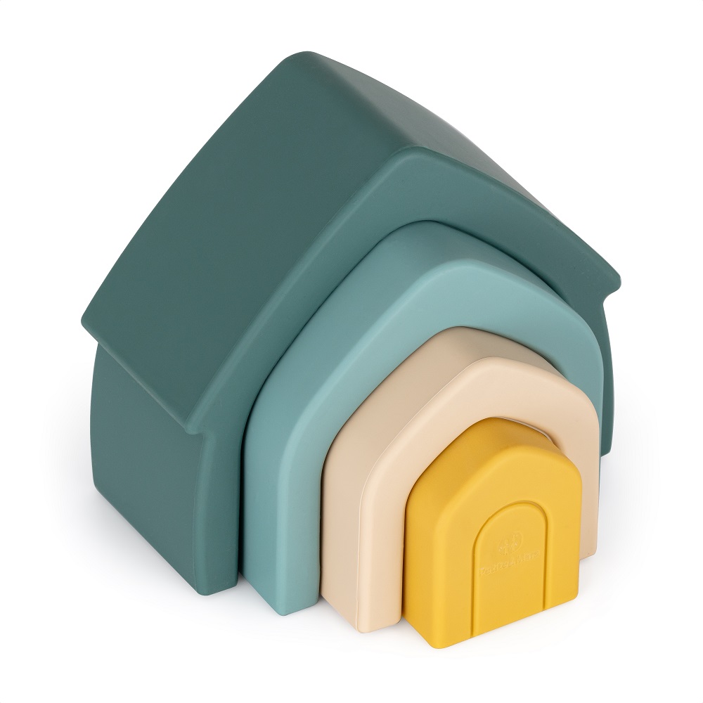 PETITE&amp;MARS Hračka silikónová skladacia House Misty Green 12m+