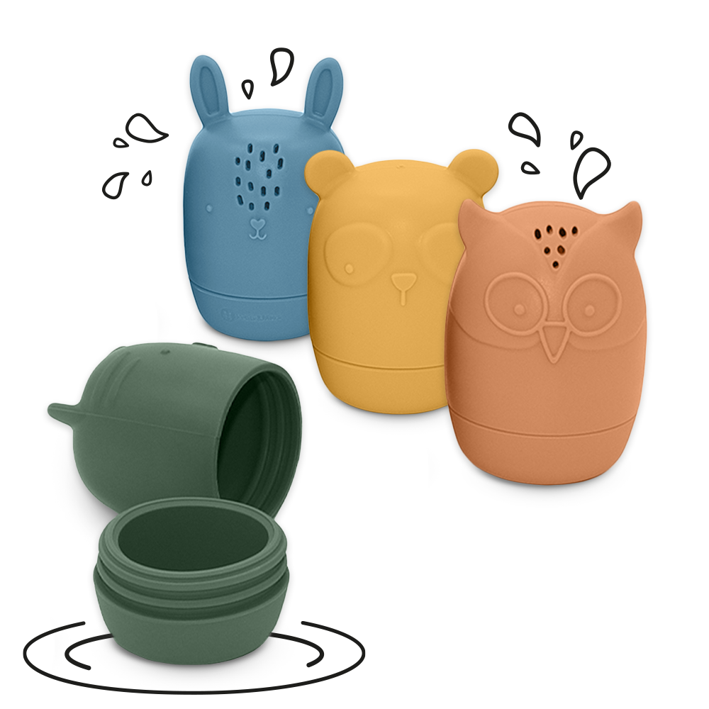 PETITE&amp;MARS Hračky silikónové do vody AMIGOS 4 ks 6m+