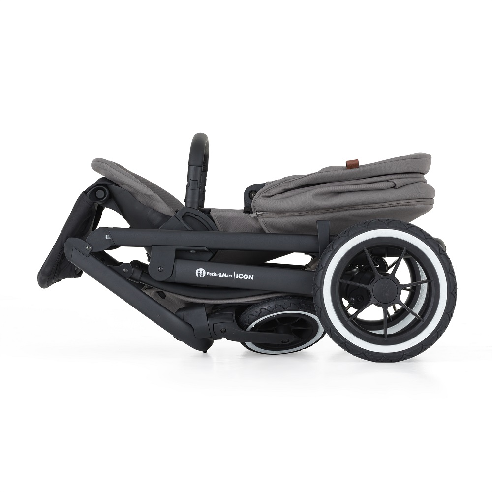 PETITE&amp;MARS Kočík kombinovaný ICON 2v1 Dove Grey LITE AIR + Core Pro i-Size Black Grey + Báza