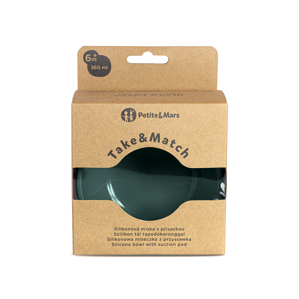 PETITE&amp;MARS Miska silikónová s prísavkou TAKE&amp;MATCH Misty Green 6m+