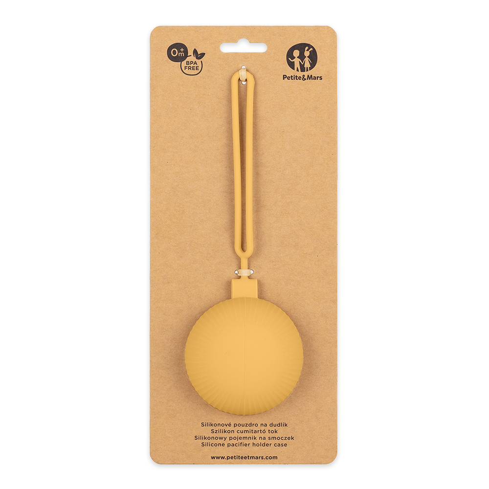 PETITE&amp;MARS Puzdro silikónové na cumlík Intense Ochre 0m+