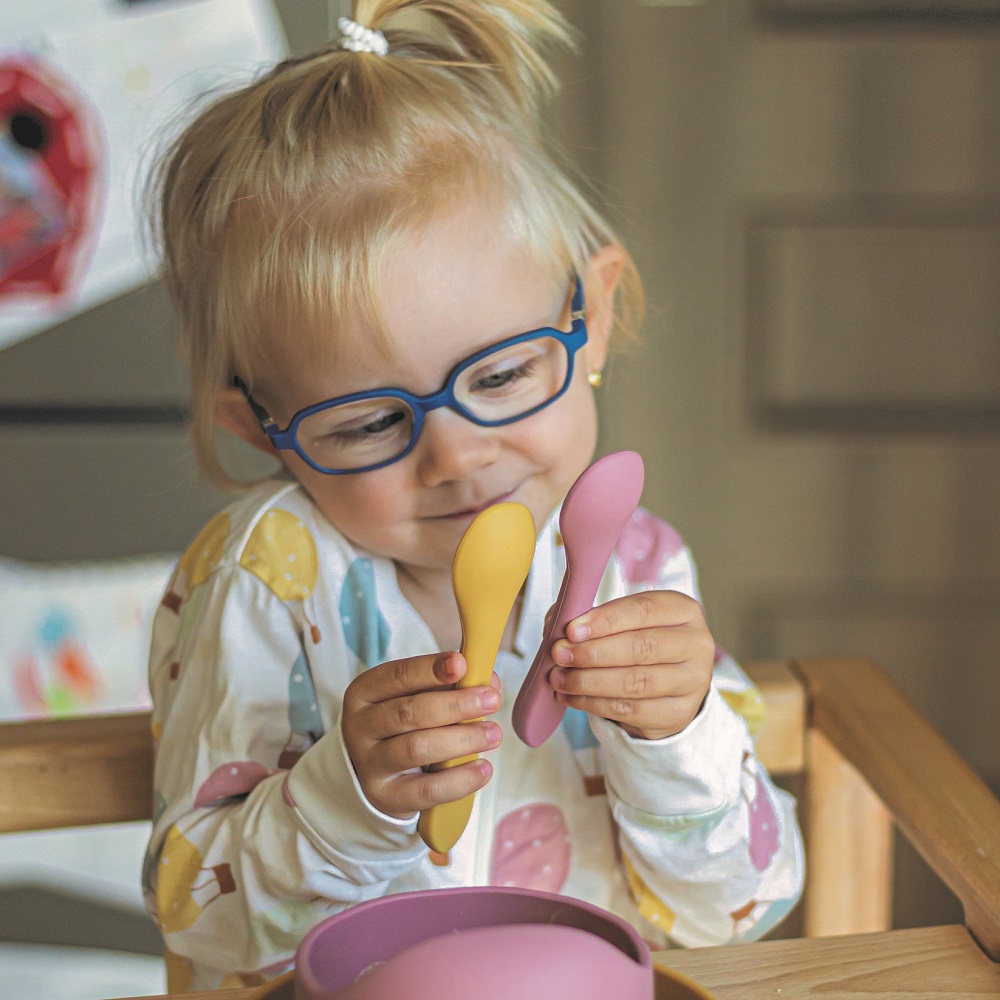 PETITE&amp;MARS Príbor silikónový TAKE&amp;MATCH Intense Ochre 6m+